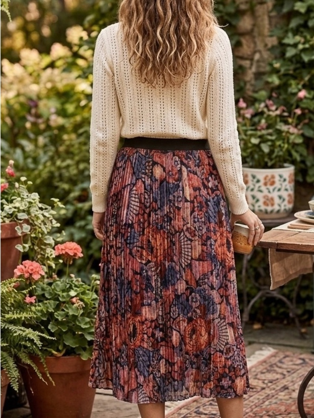 Maeve by Anthropologie Floral Pleated maxi Skirt  velvet - Picture 2 of 7